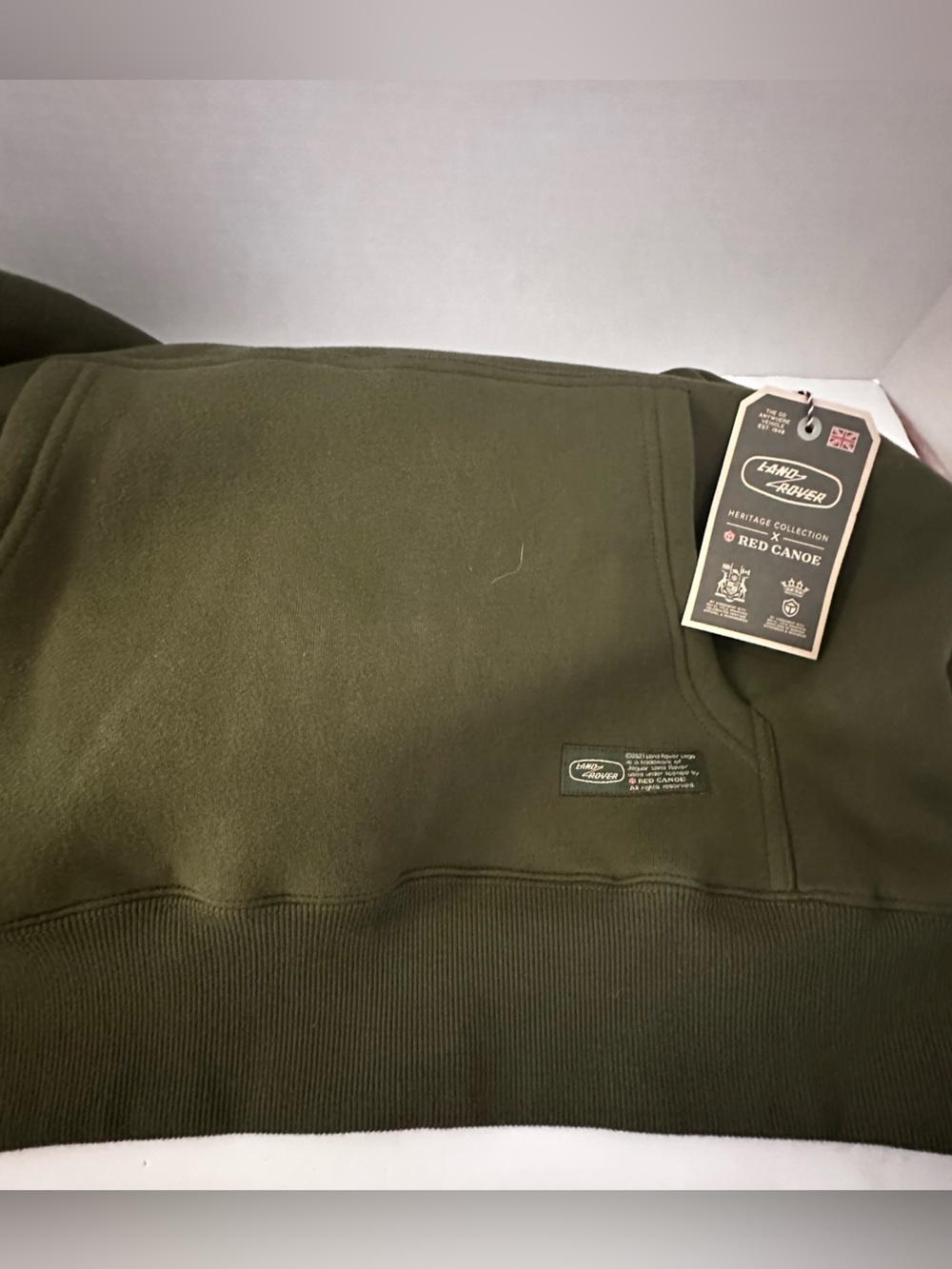 Red Canoe x Land Rover Heritage Pullover Hoodie Bronze Green Large NWT - Picture 11 of 13